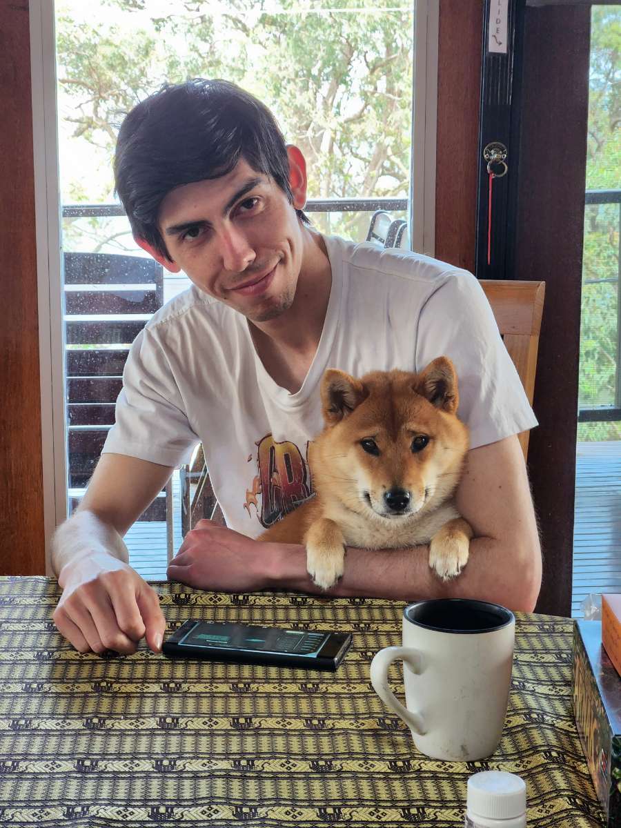 A photo of me with my dog, Aiko A photo of me with my dog, Aiko